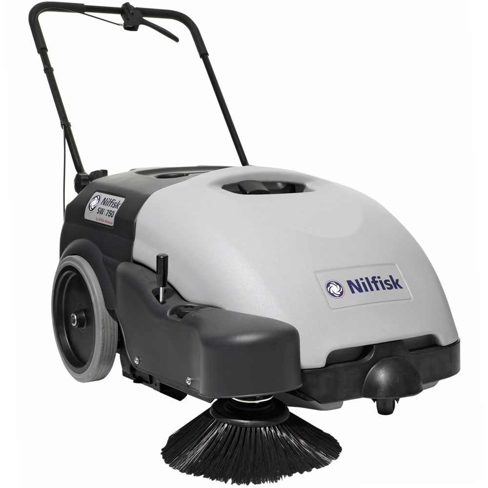 nilfisk sw750 balayeuse autotractée à batterie avec bac de ramassage 12v 46ah
