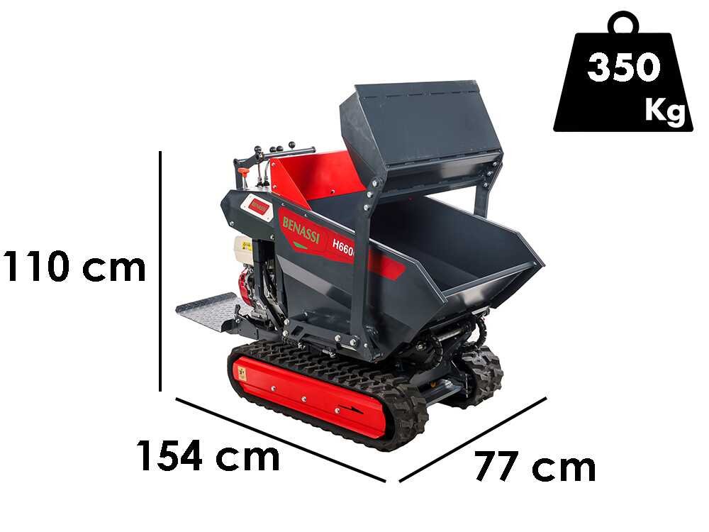 benassi h660cs brouette à moteur sur chenilles caisson dumper hydraulique avec pelle capacité charge 600kg benassi h660cs brouette à moteur sur chenilles caisson dumper hydraulique avec pelle capacité charge 600kg