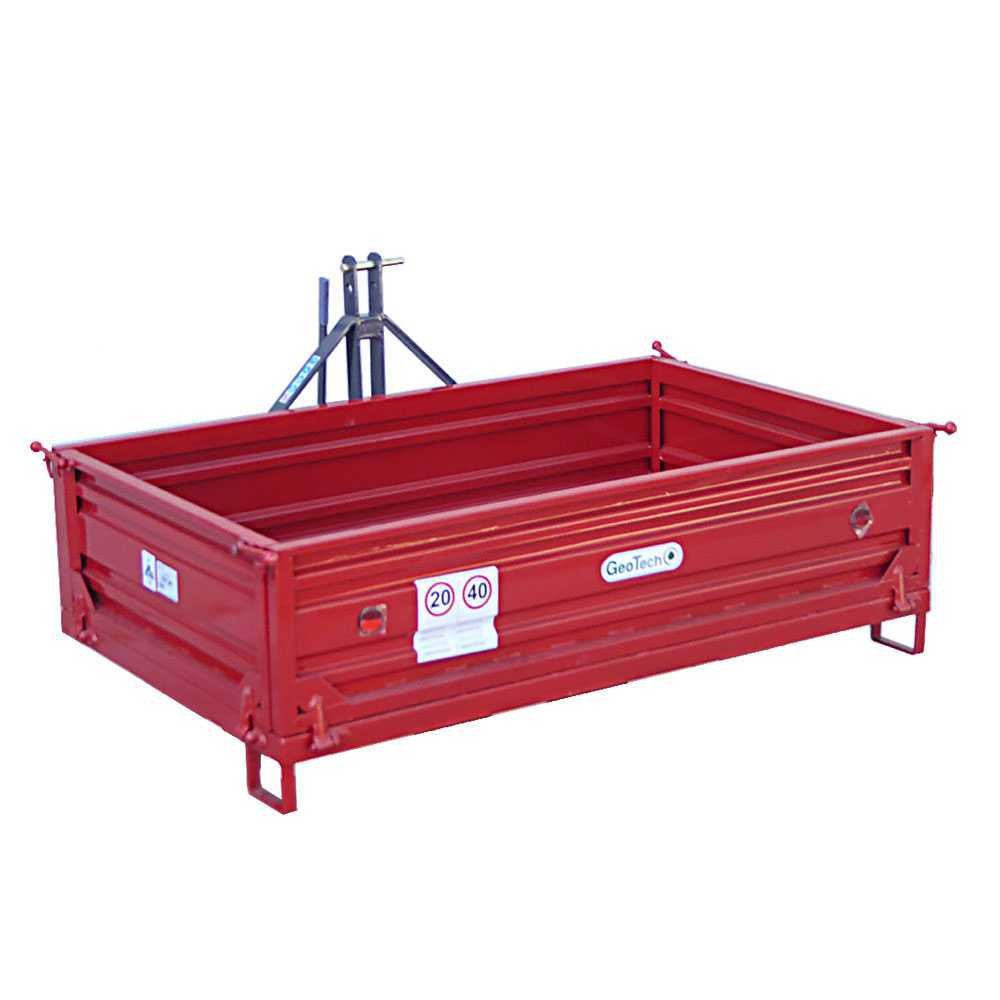 benne 3 points pour tracteur geotech trp 180 basculante 3 ridelles amovibles