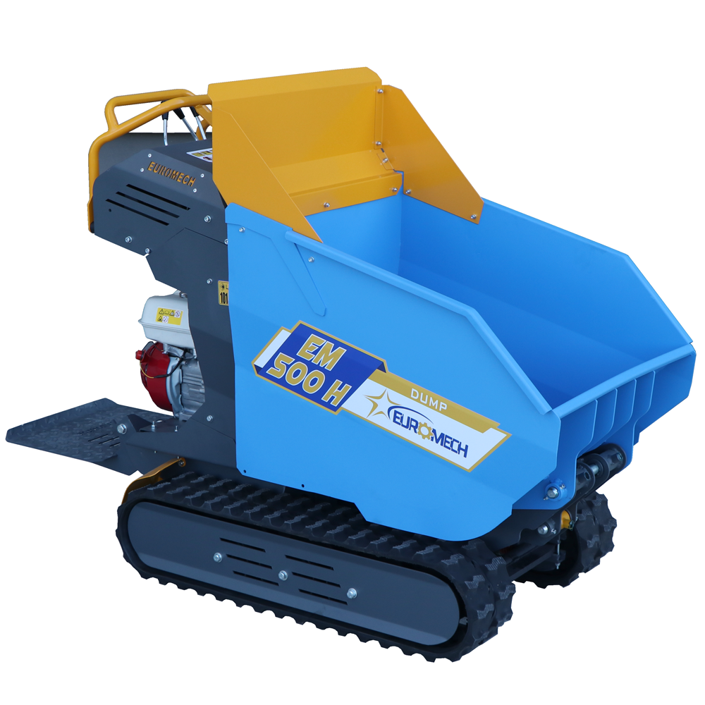 brouette motorisée à chenilles euromech em500h dump caisson dumper hydraulique 500 kg