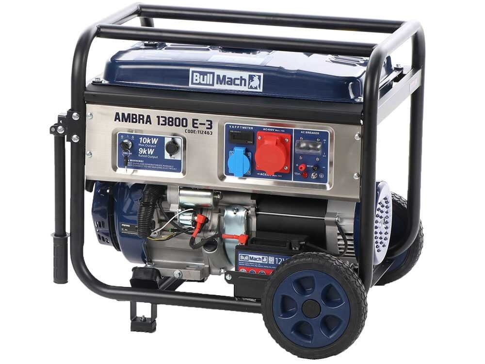 bullmach ambra 13800 e 3 groupe électrogène sur chariot à essence avec avr 10 kw 9 kw triphasée bullmach ambra 13800 e 3 groupe électrogène sur chariot à essence avec avr 10 kw 9 kw triphasée