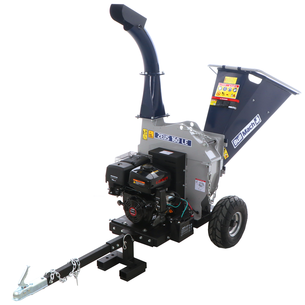 bullmach zeus 160 le broyeur à moteur thermique remorquable loncin 420cm3 avec démarrage électrique