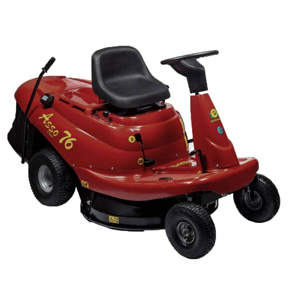 eurosystems asso 76 mini rider tondeuse rider autoportée boîte de vitesse manuelle largeur de coupe 76 cm