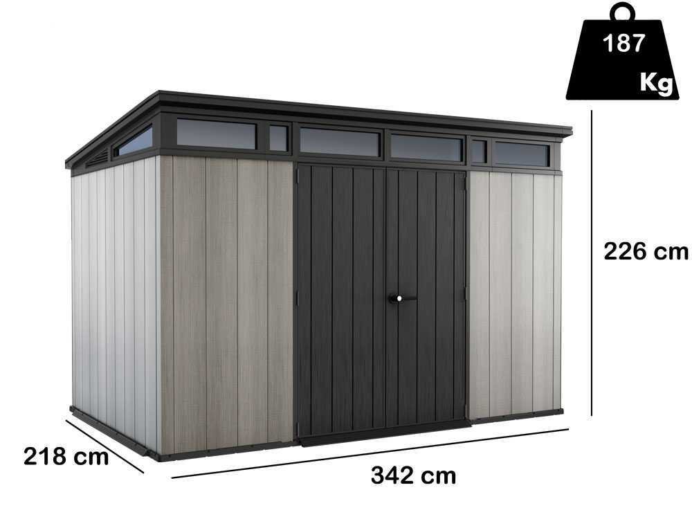 keter artisan gris abri de jardin avec porte à double pans 342x218x226 cm keter artisan gris abri de jardin avec porte à double pans 342x218x226 cm