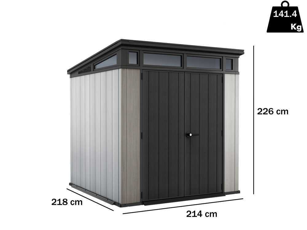 keter artisan gris abri de jardin avec porte double battant 214x218x226 cm keter artisan gris abri de jardin avec porte double battant 214x218x226 cm