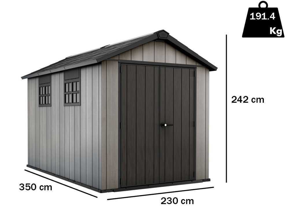 keter oakland 7511 abri de jardin avec porte à double battant et fenêtres 230x350x242 cm keter oakland 7511 abri de jardin avec porte à double battant et fenêtres 230x350x242 cm