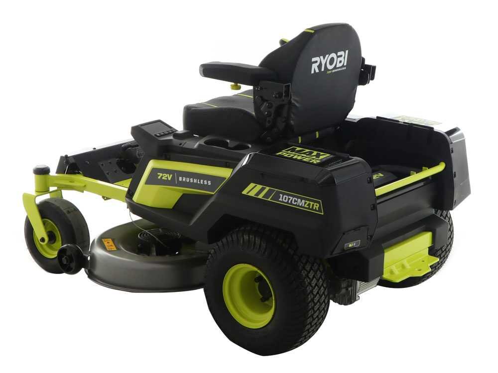 ryobi ztrx107 tracteur tondeuse sur batterie rayon de braquage zéro 72v/20ah coupe de 107cm 2en1 ryobi ztrx107 tracteur tondeuse sur batterie rayon de braquage zéro 72v/20ah coupe de 107cm 2en1