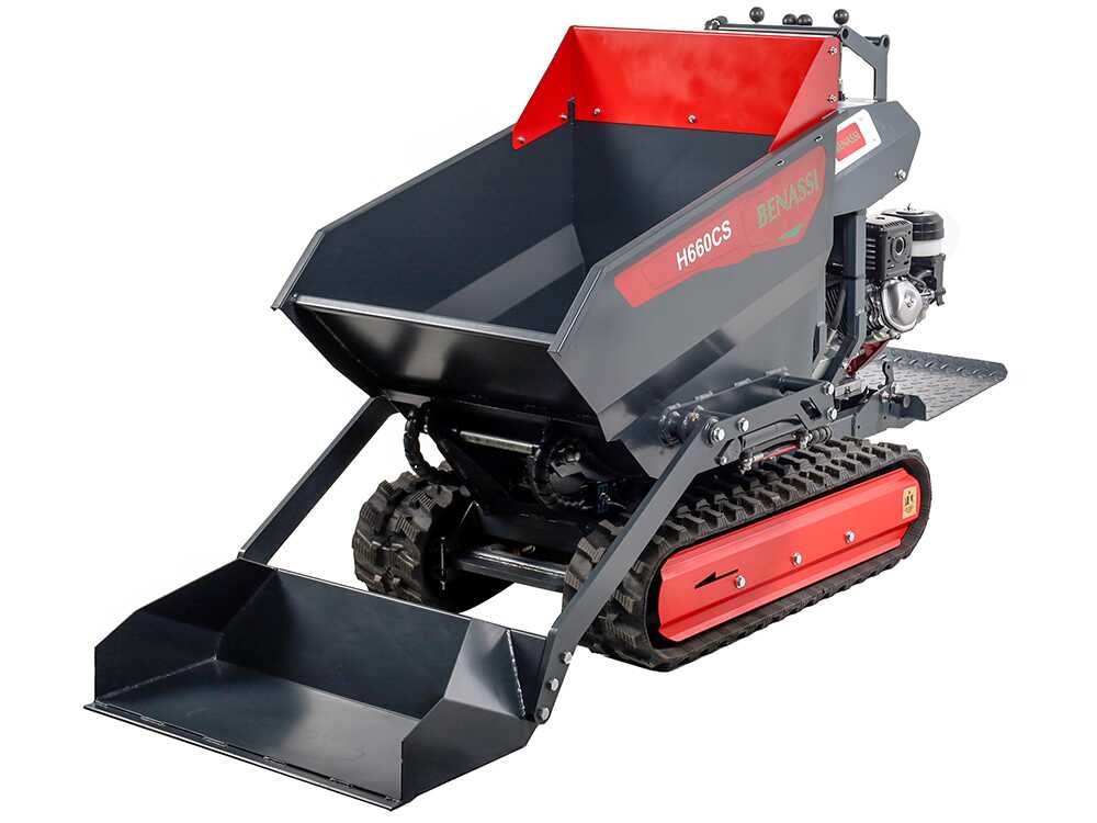 benassi h660cs brouette à moteur sur chenilles caisson dumper hydraulique avec pelle capacité charge 600kg benassi h660cs brouette à moteur sur chenilles caisson dumper hydraulique avec pelle capacité charge 600kg